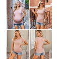 thumbnail image 2 of Ekouaer Womens Maternity Shirts 3 Packs Side Ruched Pregnancy Tee Top Tunic Blouse Casual Mama Clothes, 2 of 5