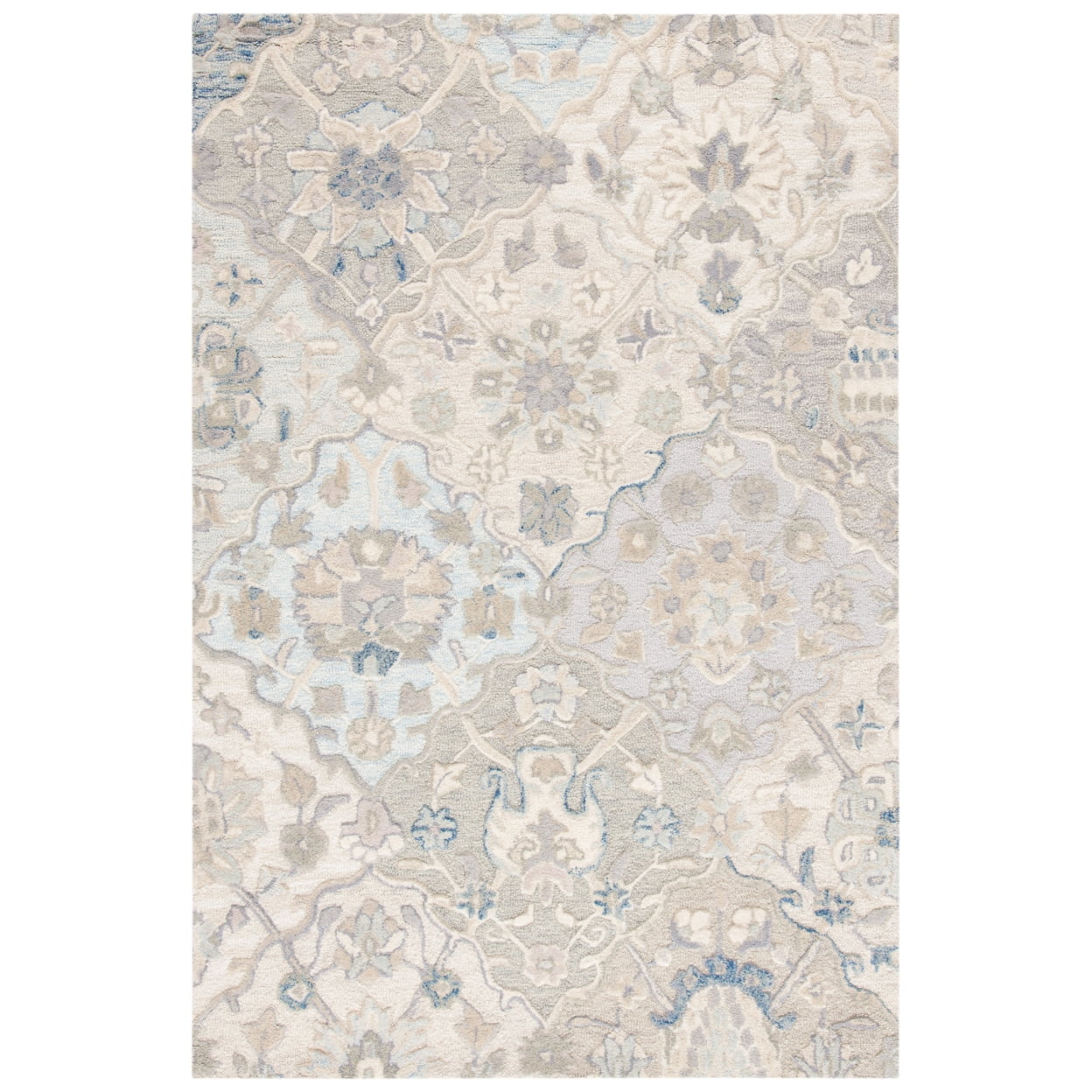 SAFAVIEH Glamour Charmaine Floral Wool Area Rug, Grey/Blue, 3' x 5'