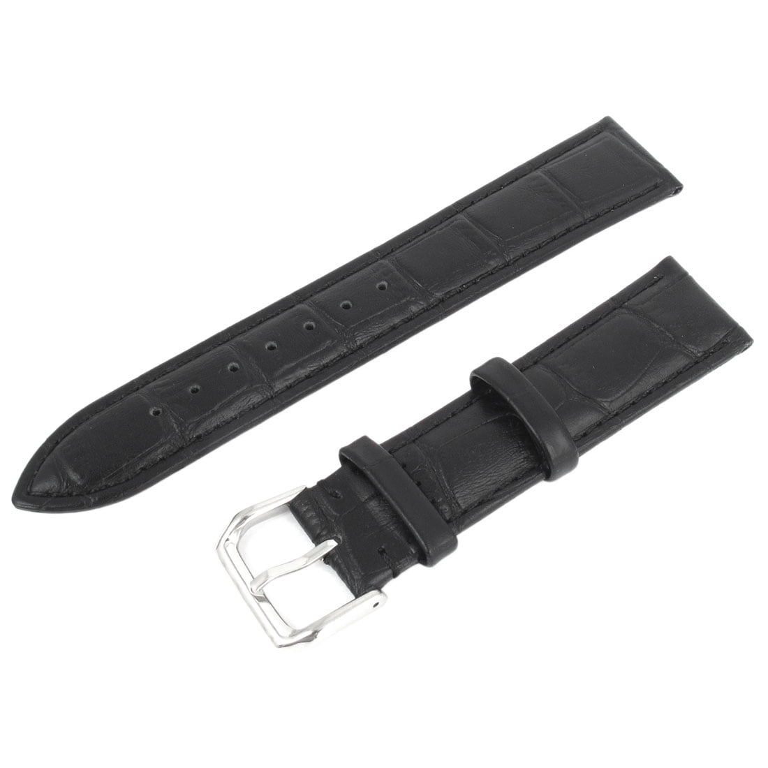 Ladies Faux Leather Strap Stainless Steel Buckle Wristwatch Band Black ...