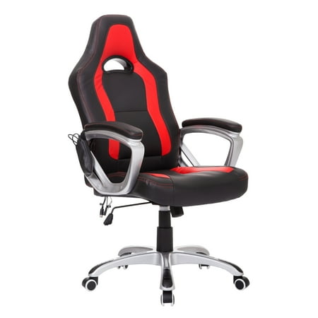 homcom race car style pu leather heated massaging office chair