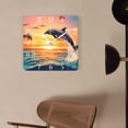 thumbnail image 4 of 14 Inch Wall Clock Battery Operated Square Clock Decorative for Office, Kitchen, Outdoor, Living Room，Dolphins Sunset Painting Creative Pattern, 4 of 4