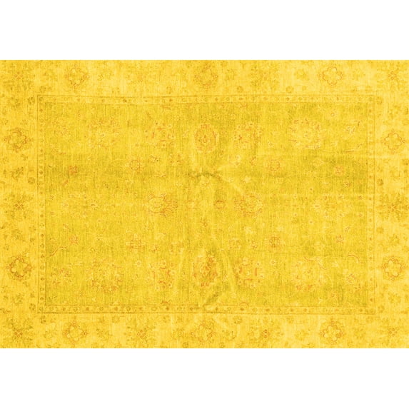 Ahgly Company Indoor Rectangle Oriental Yellow Traditional Area Rugs, 4' x 6'
