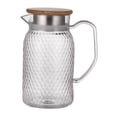 thumbnail image 3 of Tnarru Beverage Pitcher Cold Pitcher Beverage Carafe with Handle Afternoon Tea Transparent Cafe Hot Cold Pitcher Juice Water Pitcher bamboo lid, 3 of 8