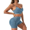 thumbnail image 5 of Workout Sets for Women, Women Activewear Active Seamless Tie Dye Fitness Yoga Set High Waist Lifting Shorts For Women For Woman Sports & Outdoor Seamless Frosted Water Washing(Blue,M), 5 of 8