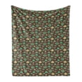 thumbnail image 1 of Tea Party Soft Flannel Fleece Blanket, Cups and Pots with Different Floral Motifs on Dotted Brown Background, Cozy Plush for Indoor and Outdoor Use, 50" x 70", Sea Green Brown Beige, by Ambesonne, 1 of 6