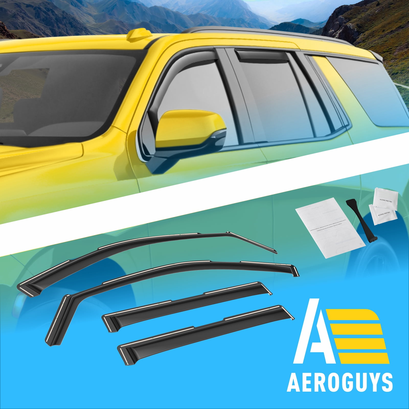 AEROGUYS In-Channel Window Deflectors Extra Durable Window Visors Rain Guards Fit for Chevrolet (Chevy) Tahoe 2021-2026, Sun Visors,Wind Deflectors,Vent Visors,Car Accessories - 4pcs. AG0524
