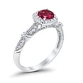 thumbnail image 5 of Halo Round Engagement Ring Ruby CZ 925 Sterling Silver Size 11, 5 of 5