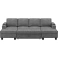 thumbnail image 3 of Belffin D52.8"xW103"xH36.4" Chenille Modular Sofa Sectional Sofa With Pull Out Bed, Armrests With Cup Holder Removable Cover Modular Sectional Sleeper Sofa With Storage For Living Room, Grey, 3 of 10