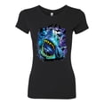 thumbnail image 2 of Great White Shark Species in Ocean | Womens Fishing Slim Fit Junior Tee, Black, Small, 2 of 3