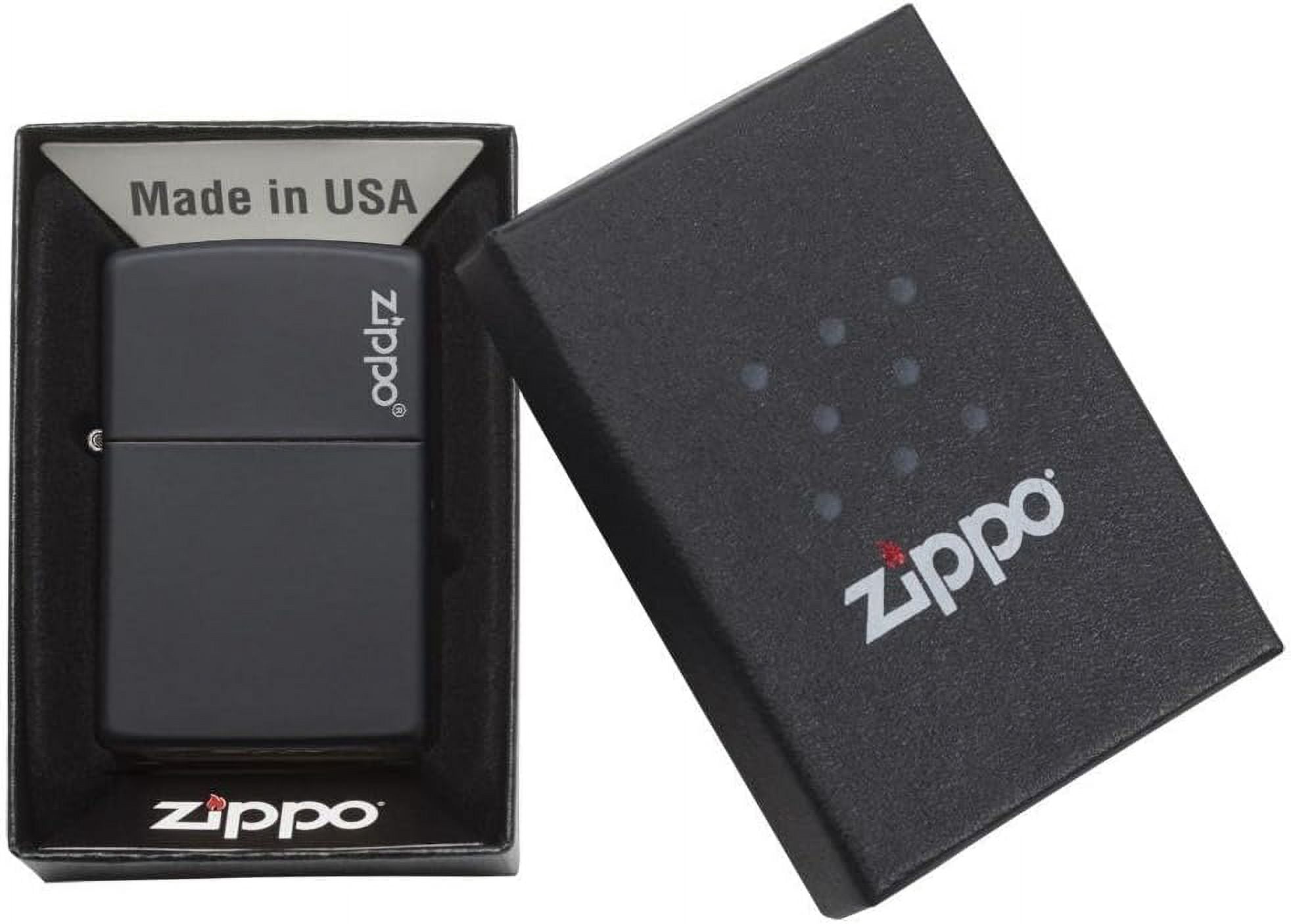 Zippo Lighter - Personalized Message Engraved with Logo Black Matte Windproof Zippo Lighter #218ZL