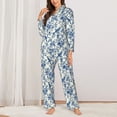 thumbnail image 2 of Salouo Vintage Floral Birds Pattern Women's Pajamas Set Long Sleeve Button Down Sleepwear Soft Pj Lounge Sets for women 2 Piece Pjs Set with Long Pants-Small, 2 of 7