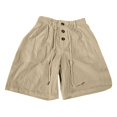thumbnail image 3 of Awwp Men's Linen Blend 5 Inch Casual Shorts Elastic Waist Button Front Loose Fit Summer Walking Shorts Beach Vacation Bottoms Khaki Size: 3Xl, 3 of 7