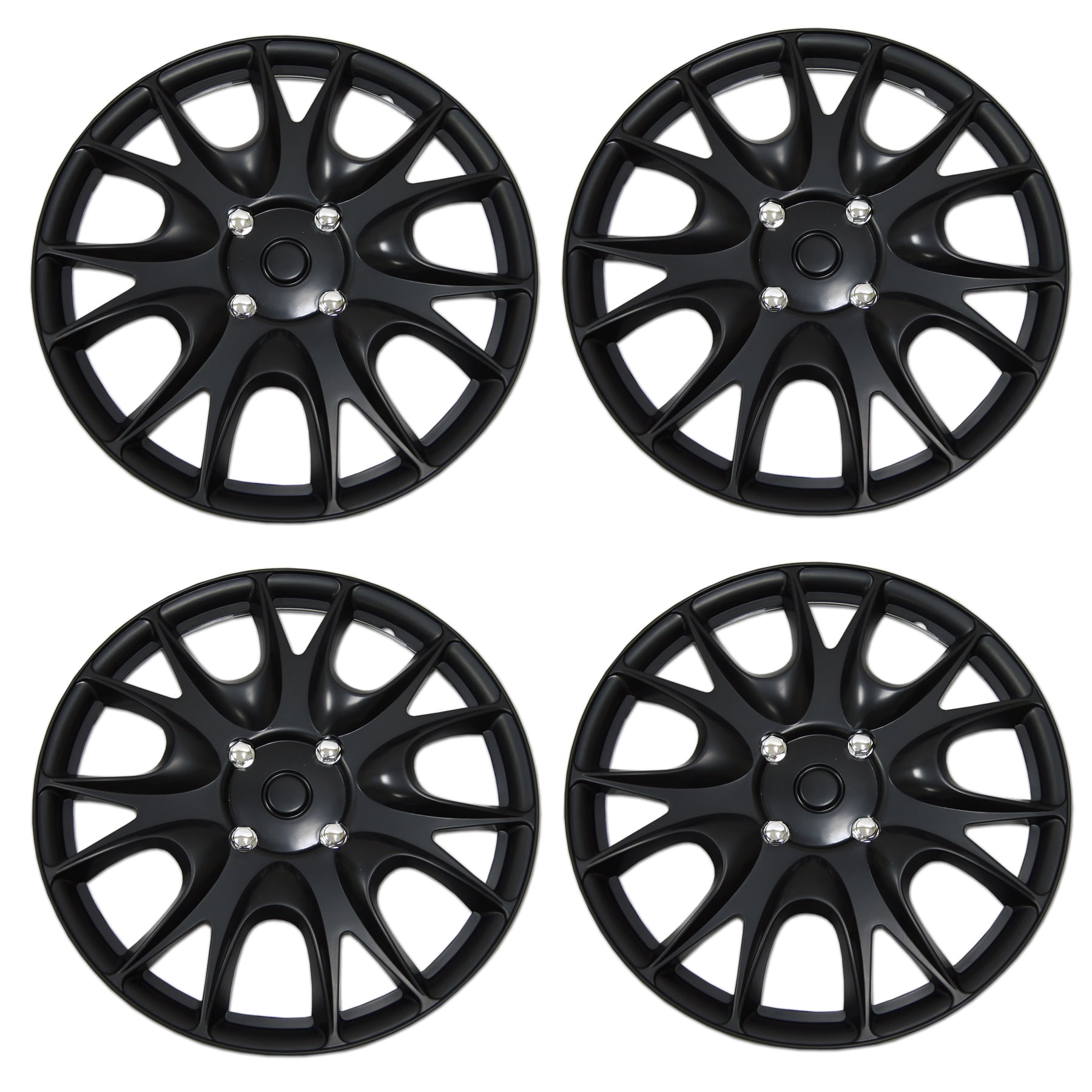 Set of 4 Matte Black Hubcaps 15