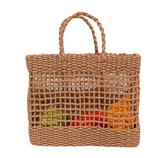 Bolsa de hombro de paja para mujer tejido playa hueco Totes cesta de la compra (café) Tmvgtek Para Estrenar