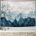 thumbnail image 2 of Mountain Tapestry Wall Hanging, Blue Mountains Watercolor Nature Wall Art Tapestry, Navy blue Ink painting Japan Anime Tapestries Wall Hanging for Bedroom Living Room Dorm, 2 of 3