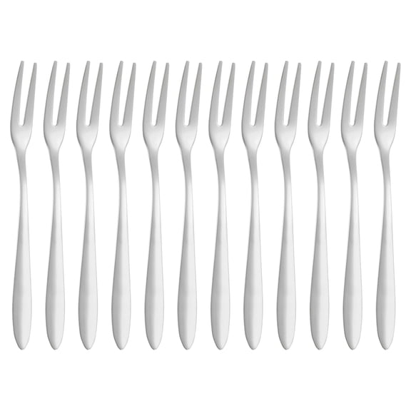 Uxcell 12 Pcs Pickle Fork, 5.2 Inch Olive Fork with Long Handle, Stainless Steel Cocktail Forks, 2-Tine Fork for Dessert Cocktail Fruit and Vegetable Silver