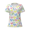 thumbnail image 3 of Naloa Hand Drawn Colored Hearts Print T-Shirts Short Sleeve V Neck Tees for Women Fashion Tops Trendy Lightweight Soft Casual Summer Outfits Clothes, 3 of 5