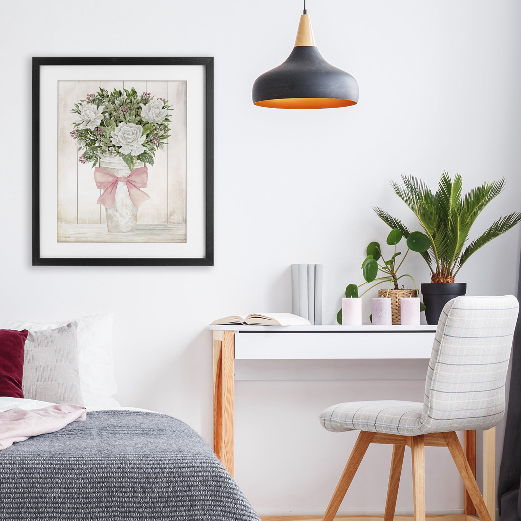Stupell Industries Pretty In Pink Roses & Bow Black Framed Print Under Glass, design by Cindy Jacobs