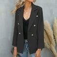 thumbnail image 2 of ZVNAΖH Womens Double Breasted Bblazer Jackets Long Sleeve Lapel Collar Casual Work Office Blazers Twill Jackets, 2 of 5