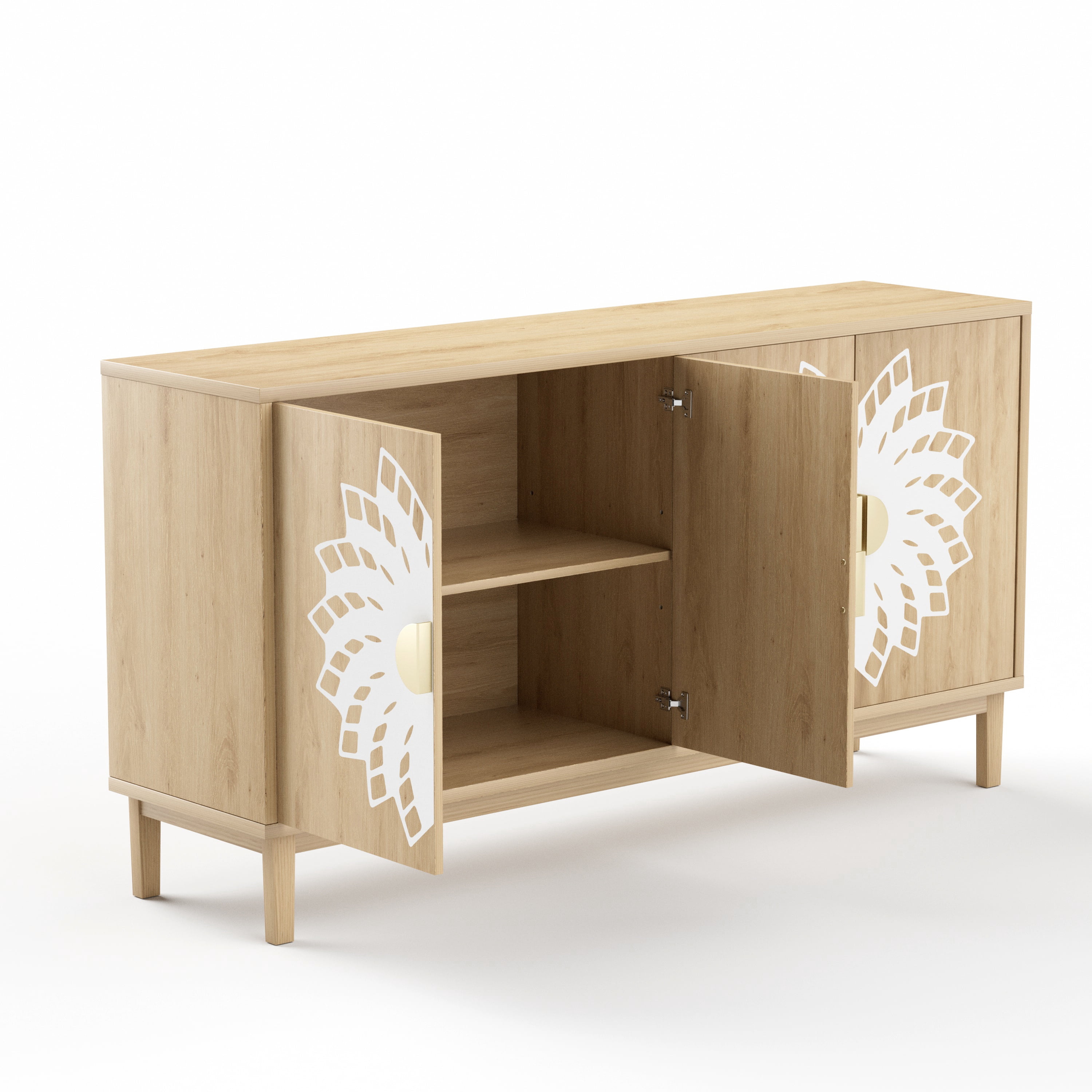 63"Sideboard/Dining Room Cabinet,Vintage-Style Decorative Storage Cabinet with Carved Doors,a Multifunctional Sideboard Ideal for Storage in Entryways,Living Rooms and Dining Rooms,63"L*15.7"W*32.7"H