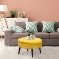 thumbnail image 4 of Homebeez Round Fabric Ottoman Footrest Stool,Step Stool,Sofa Footrest Extra Seating,Yellow, 4 of 7