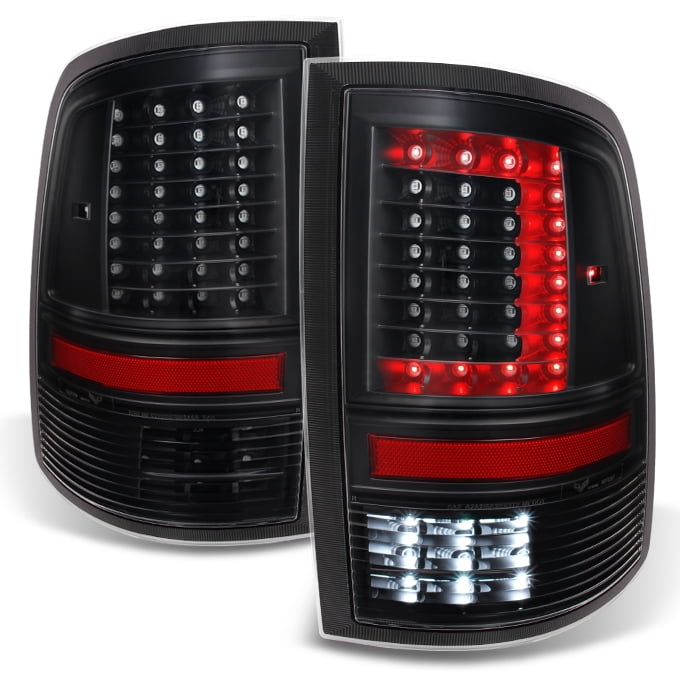 Fits 09-18 Dodge RAM *C-Shaped* Design Red Clear LED TailLights Taillamps LH+RH