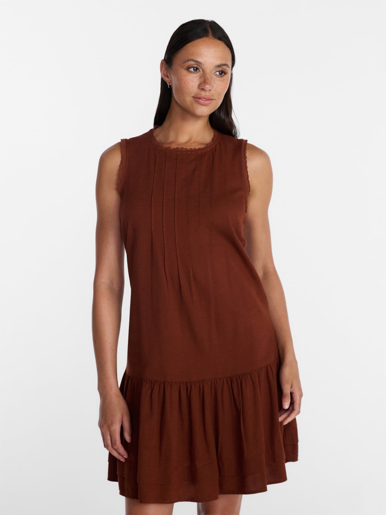 Time and Tru Women's Linen Blend Shift Dress, Sizes XS-XXXL