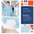 thumbnail image 3 of Sky Blue Disposable Lab Coats, Splash-Proof SPP 45 GSM, 50 Count, Medium, 3 of 8