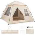 thumbnail image 1 of Gymax 4 Person Camping Tent w/Rainfly Mesh Windows 2 Doors & Carrying Bag for Hiking, 1 of 10