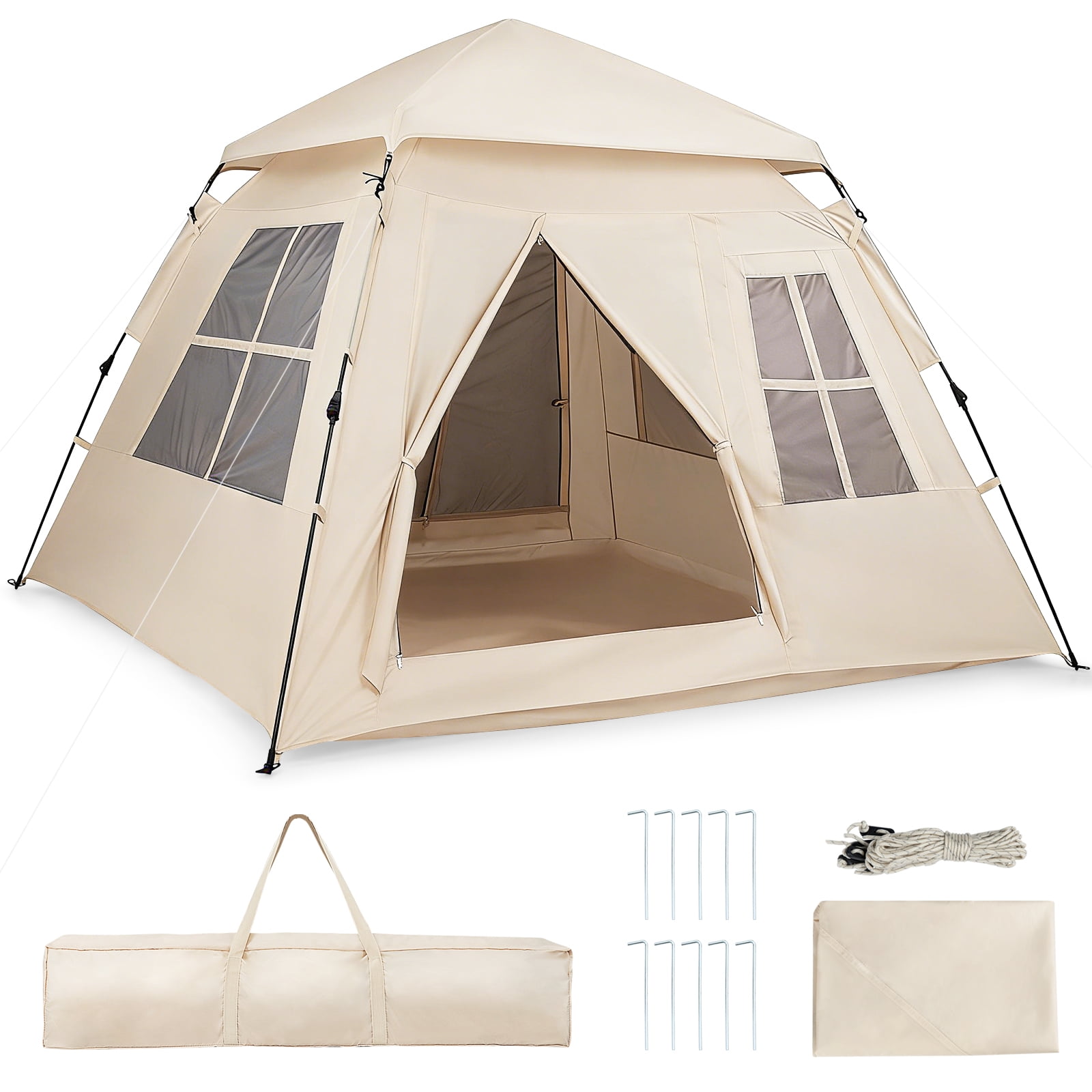 Biotree 4 Person Camping Tent with Mesh Windows and Carrying Bag for Family Camping Hiking