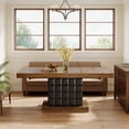 thumbnail image 2 of Fnova 63" Farmhouse Dining Table for 4-6 People, Wooden Rectangular Kitchen Table with Geometric Relief Pedestal Base, Easy to Assemble, 2 of 11