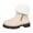 Beige, variant on Fuzzy Snow Boots for Women Suede Fold Over Plush Warm Lug Sole Chunky Heel Zipper Winter Ankle Booties
