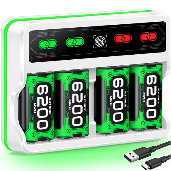 EUROA Xbox Controller Battery Pack with 4x6200mWh, Rechargeable Batteries for Xbox Series X/S/Xbox One/S / X / Elite
