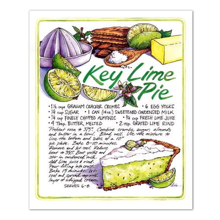 Homemade Key Lime Pie Recipe Kitchen Cafe Diner Wall Picture 8x10 Art Print