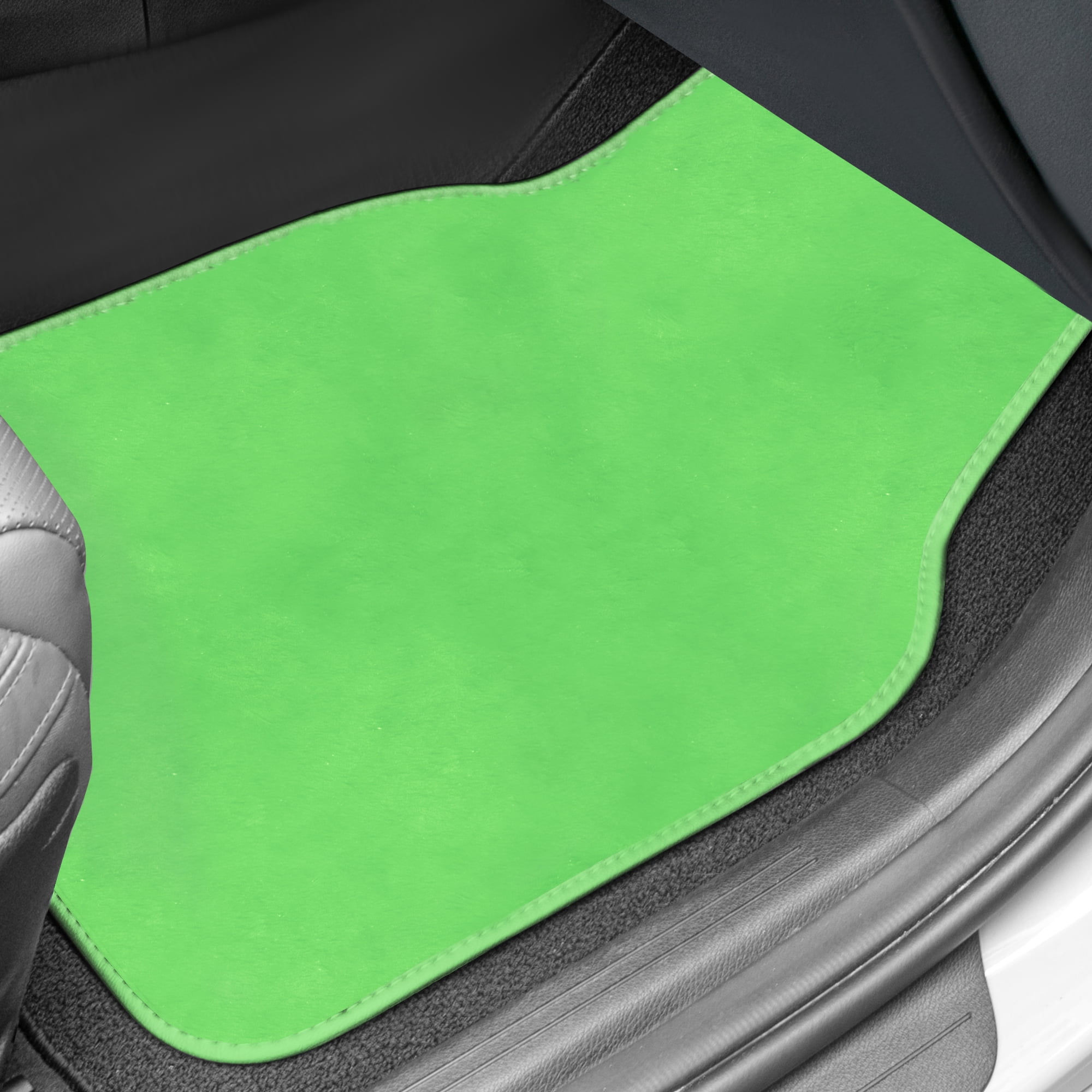 FH Group Doe 16 4-Piece Faux Rabbit Fur, Universal Fit Green Car Floor Mats with Air Freshener