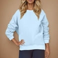 thumbnail image 2 of Women Oversized Crew Neck Sweatshirt Cozy Plain Pullover Sweater Drop Shoulder Long Sleeve Fall Casual Jumpers (L, Light Blue), 2 of 7