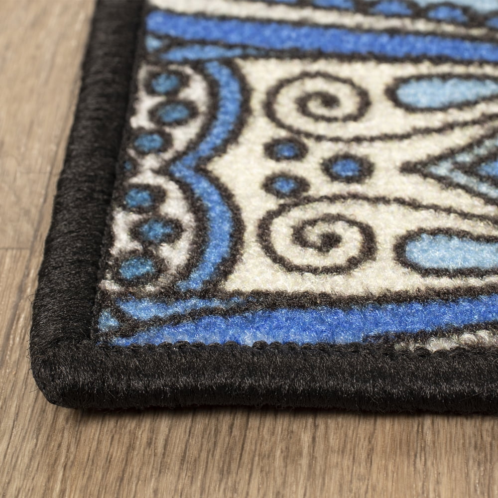 Superior Boho Floral Indoor Outdoor Area Rug, 8' x 10', Blue