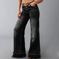 thumbnail image 6 of Tnhcen Women's High Waisted Wide Leg Loose Fit Straight Leg Jeans, Black Washed Denim Bootcut Trousers, Plus Size S-3XL Vintage Distressed Stretchy Casual Pants, 6 of 9