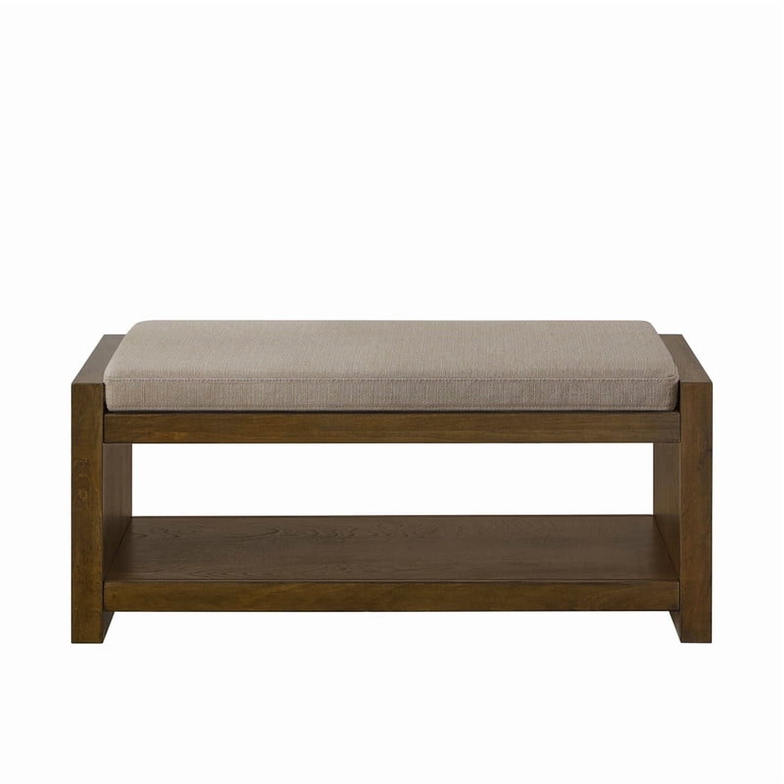40" Entryway Shoe Rack Bench with Storage Shelf, Upholstered Bench Seat with Removable Cushion, Wooden Shoe Storage Bench for Entryway Hallway Bedroom Living Room,Linen