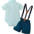 thumbnail image 2 of ZOEREA Baby Boy Clothes Suit Infant Short Sleeve Gentleman Outfits Dress Shirt+Bowtie+Suspender Shorts 0-18M, 2 of 6