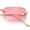 Gold - Pink, variant on Retro Luxe Rimless Rectangle Metal Frame 90s Fashion Sunglasses Gold - Green