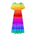 thumbnail image 7 of Penkiiy Women's Summer Casual Short Sleeve Crewneck Gradient Print Swing Dress Flowy Tiered Maxi Beach Dress with Pockets XL Multicolor, 7 of 7