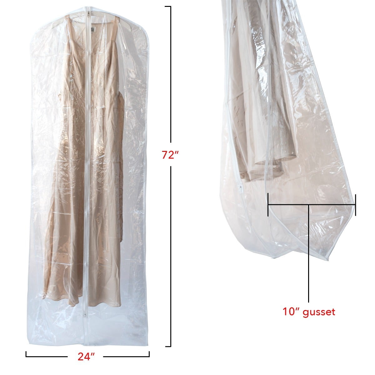 NAHANCO vinyl bridal gown garment bag, 24"x72", Clear - 12/CTN