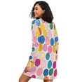 thumbnail image 2 of FORMRS Womens Long Sleeve Nightgowns Crew Neck Sleep Shirt Soft Pajamas Sizes S-3XL, Watercolor Circles, 2 of 8