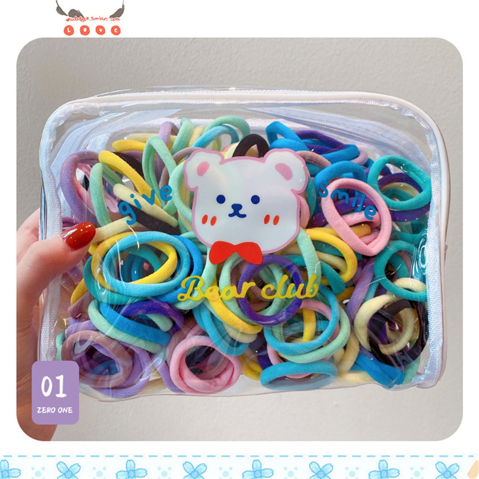Hair Rubber Bands 2mm Hair Storage for Women 1 Scrunchies for Hair Hair Elastic Bands Mini Hair Bow Elastic Headband Braiding Hair Holder Hand Large Hair Ties for Natural Hair Large Rubber Bands 4