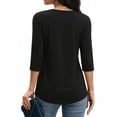 thumbnail image 3 of MOYIKO 3/4 Length Sleeve Womens Tops Round Neck T Shirts Pleated Tunic Summer Blouses Dressy Casual, 3 of 7