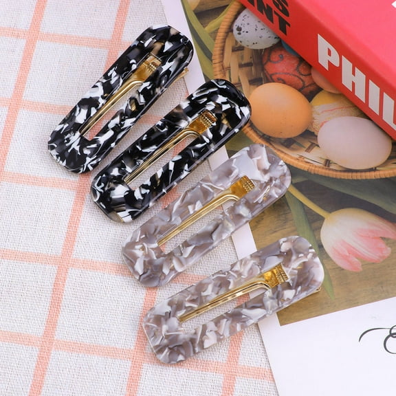 TABLZONE Set of 2 Grey Leopard Print Hair Clips for Women, Stylish Acetate Barrettes Ideal for Everyday Hair Styling and Accessories