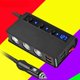 thumbnail image 1 of Cargador de coche de alta potencia con 1 puerto de carga y 3 puertos para encendedores, cargador de 4 puertos USB con interruptor independiente de carga rápida, 1 of 1