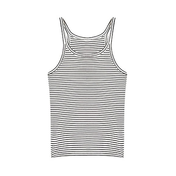Wang6 Ribbed Tank Tops for Women Trendy Sleeveless Crew Neck Striped Printed Summer Tops Causal Slim Knit Stretchy Tops Shirts Tees White XL