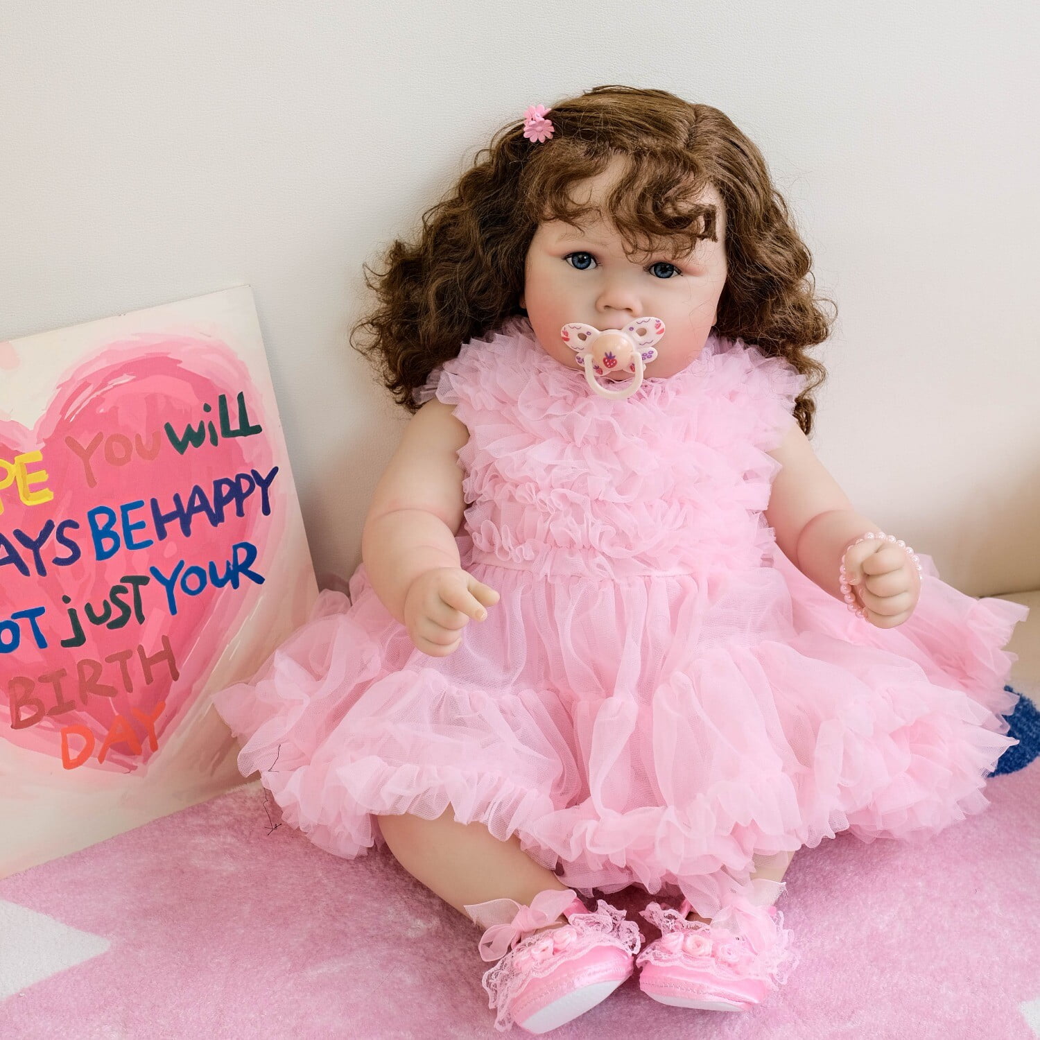 Reborn Baby Dolls, Chubby 24 inch Lifelike Newborn Real Life Poseable Realistic Cloth Body Doll for Girl with Clothes and Toy Gift for Kids Age 3+